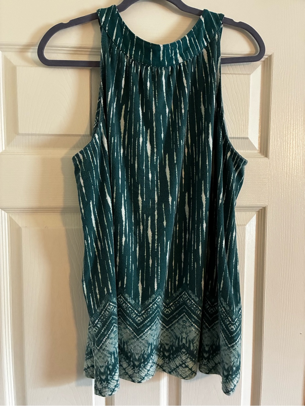 Denim & Co Printed Favorite Jersey Banded Neck Tank